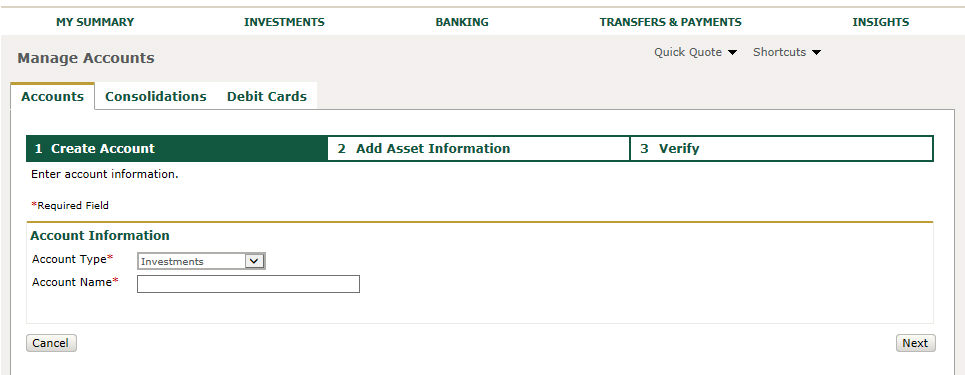 Aggregate (Add) Account Manually for an Asset